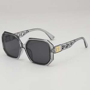 Fashion Oversized Polygon Sunglasses Hollow Letter Legs Gradient Lens UV400 Protection Vintage Trendy Eyewear
