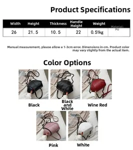 Detailed size chart and dimensions of the vintage PU leather shell crossbody bag
