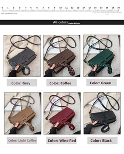 Sacs bandoulière vintage en cuir PU multicolore avec poignée tressée et échelle de 20cm