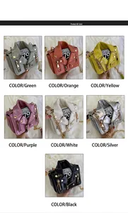 Mini moto jacket crossbody bags in seven colors featuring metal chains and zipper details