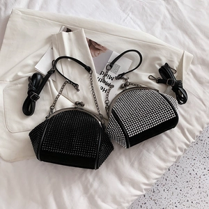 Luxury Rhinestone Evening Clutch Bag For Women Glitter Kiss Lock Shoulder Crossbody Handbag With Chain Strap