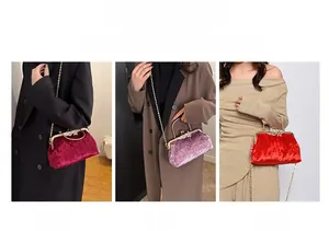 Velvet evening bag detail showing versatile shoulder, crossbody, and handbag carry styles