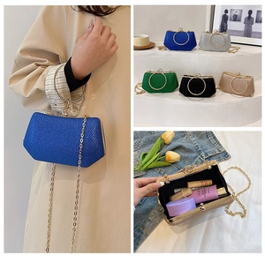 Vue détaillée de l'intérieur et des options de couleur du sac de soirée pailleté
