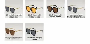 Détail de lunettes de soleil oversize avec rivets étoiles et branches en chaîne dorée