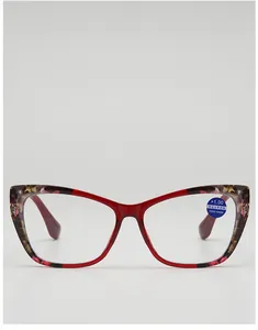 Detail of cat-eye reading glasses with +1.00 strength and anti-blue light protection