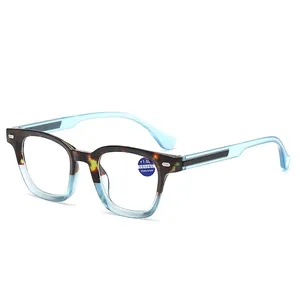 Fashionable gradient blue tortoise shell reading glasses with blue light blocking +1.00 lenses