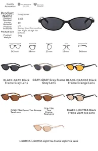 Detailed dimension guide and specifications for vintage oval sunglasses with UV protection