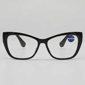 Cat-eye reading glasses in black frames with anti-blue light +1.00 power lenses