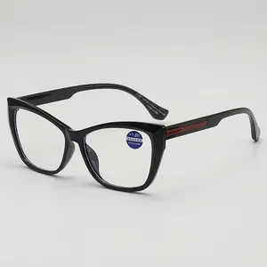 Stylish black cat-eye reading glasses with +1.00 blue light blocking lenses for unisex