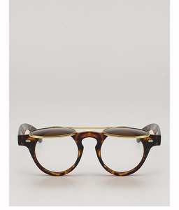 Vue détaillée des lunettes de soleil steampunk à double couche avec monture ronde vintage