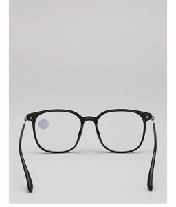 Detail view of large black frame reading glasses with +2.50 strength lens stickers