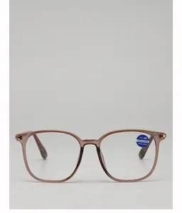 Close-up of +1.00 blue light blocking lenses in a brown tortoiseshell frame for seniors