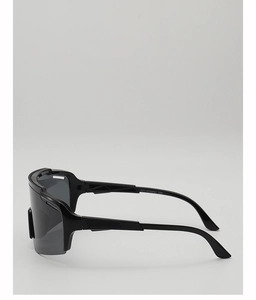 Side view of black kids cycling sunglasses showing anti-slip temples and specs