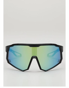 Detail of colorful gradient oversized lens and hollow temples on kids cycling sunglasses