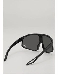 Rear view detail of black sports cycling sunglasses with model number on the temple