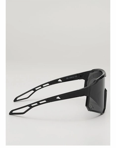 Detail view of black kids sports sunglasses showing hollow temple design and ergonomic arms