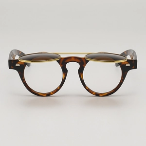 Lunettes De Soleil Rondes À Clapet Rétro Steampunk Double Couche Monture Métallique Vintage Hip Hop Pour Hommes Femmes