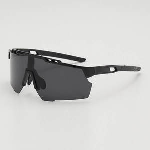 Lunettes de soleil de sport noires pour enfants avec monture monobloc pour le cyclisme