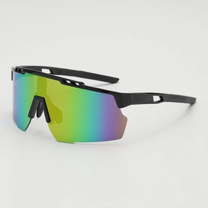 Lunettes de cyclisme enfant avec verres arc-en-ciel et monture noire ventilée