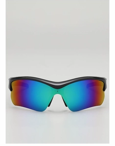 Vue de face de lunettes vélo enfant avec verres miroirs colorés et monture noire demi-cerclée