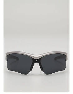 Vue de face de lunettes de sport pour enfants avec monture argentée et verres gris