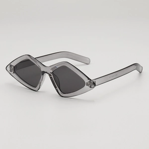 Lunettes de soleil œil-de-chat futuristes avec monture grise et verres gris foncé chic