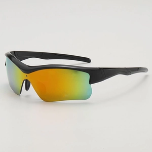 Lunettes de soleil sport pour enfants avec monture noire et verres orange réfléchissants