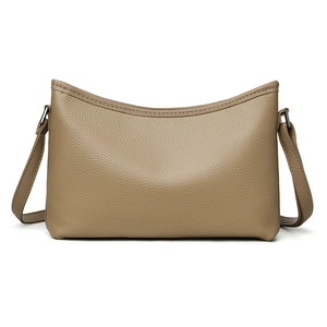 Minimalist PU Leather Lychee Pattern Shoulder Bag For Women Retro Small Square Crossbody Bag With Adjustable Strap