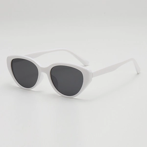 Retro white cat-eye sunglasses for women with dark lenses and UV protection
