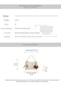 Size chart for retro Boston bag showing 21x14x7cm dimensions and PU leather details