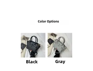 Comparison of black and grey stylish handbags with top handles and adjustable straps
