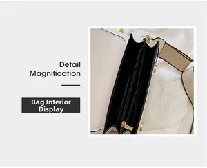 Detailed view of the white shoulder bag interior with dual compartments and golden zipper
