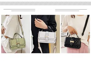 Checkered flap square bag shown in shoulder, handheld, and crossbody styles