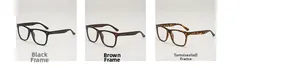 Detailed comparison of vintage square glasses in black, tea, and tortoiseshell colors