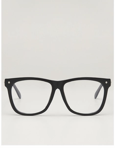 Detail of vintage black square glasses frames with stylish silver rivet decorations