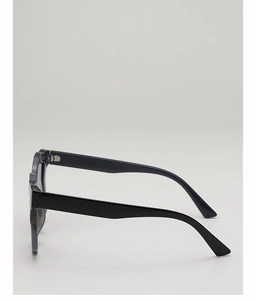 Detailed side view of stylish purple sunglasses showing metallic hinge and sleek temple line