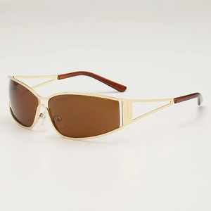 Y2K Retro Sunglasses Metal Hollow Out Temples Cyberpunk Futuristic UV400 Protection Outdoor Cycling Sports Eyewear Unisex