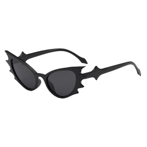 Gothic bat wing sunglasses with black polygon frames for Halloween and hip-hop parties