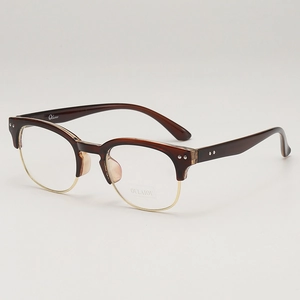 Retro Browline Glasses Frame TR90 Metal Semi Rimless UV400 Protection Clear Lens Eyewear For Men Women