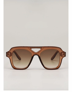 Front detail of vintage square sunglasses with brown gradient lenses and double bridge