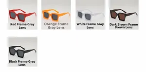 Detailed grid showing five color variants of punk thick frame square sunglasses