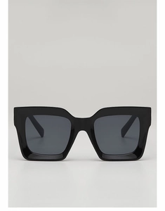 Detailed front view of hip hop punk style black thick frame square sunglasses for men
