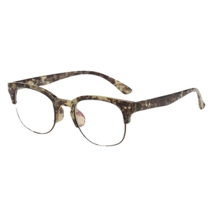 Classic half-frame horn-rimmed glasses with tortoise shell upper and gold metal lower rims