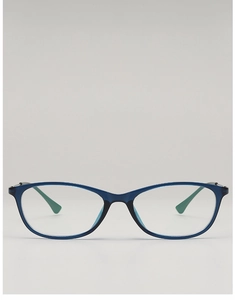 Detailed front view of retro blue TR90 small square glasses frame for prescription.