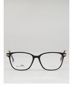 Detailed front view of black TR90 square glasses frames with UV400 protection and CE marks