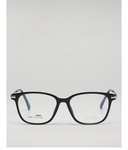 Detail of TR90 lightweight black frames showing UV400 anti-blue light lenses and size