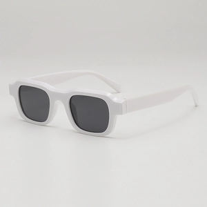 Modern white square frame sunglasses with dark lenses in a minimalist trendy style