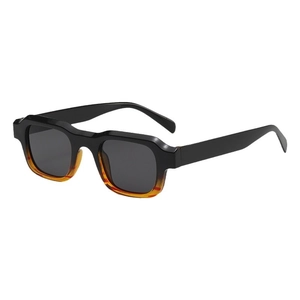 Square black and orange gradient sunglasses with thick frames and dark grey lenses