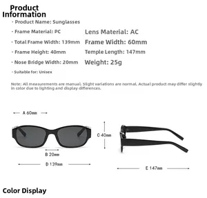 Detailed size chart for square leopard sunglasses with frame and lens measurements