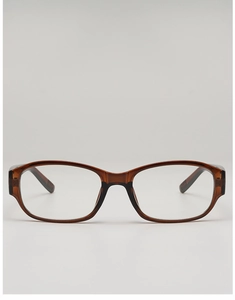 Close-up of retro rectangular tortoiseshell glasses frame with amber pattern and hinge detail